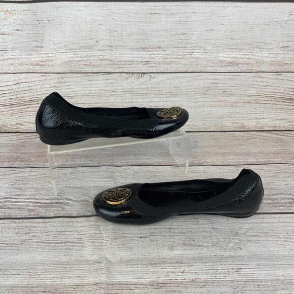 Tory Burch Caroline Womens Sz 5M Ballet Flats Black Patent Leather - Picture 2 of 12